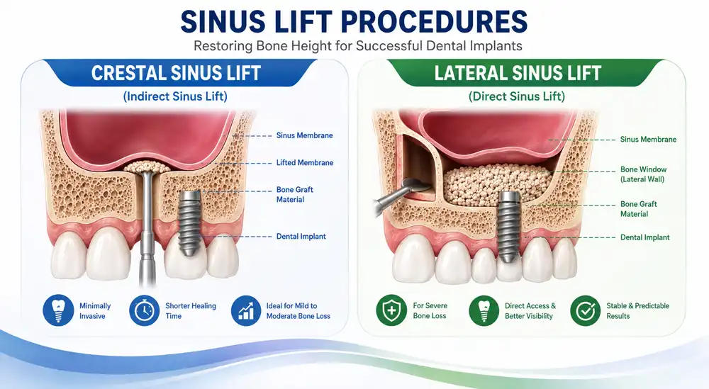 crestal sinus lift and lateral sinus lift procedures